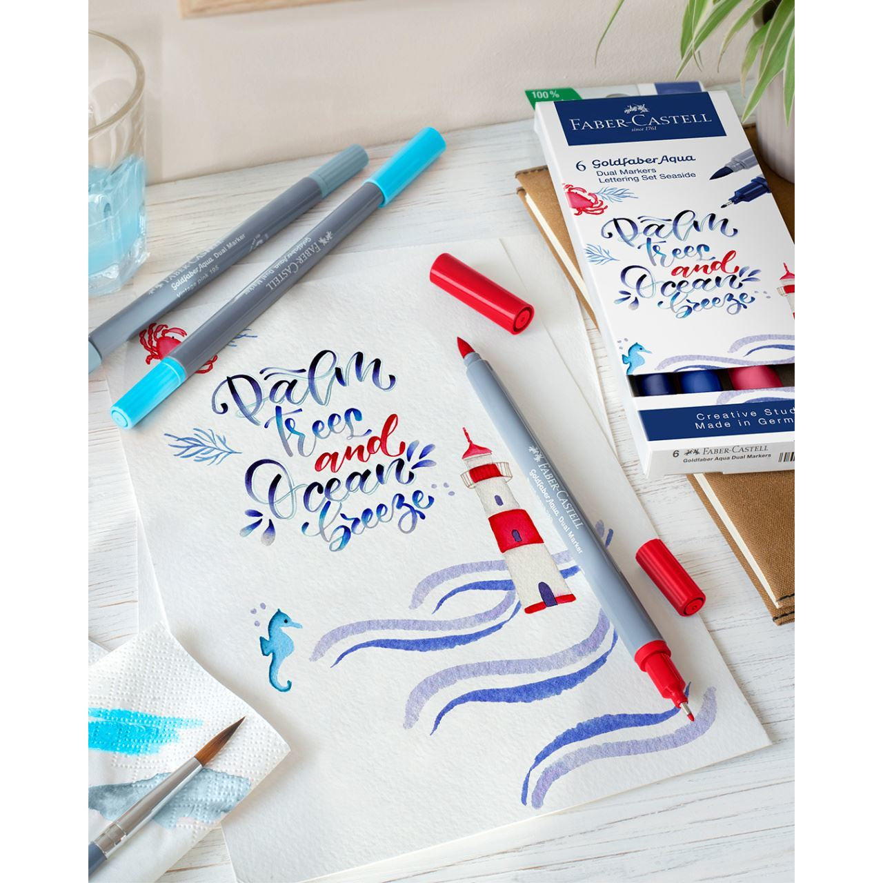 Faber-Castell Goldfaber Aqua Filzstifte, sortierte Strichbreite, 6 Farben