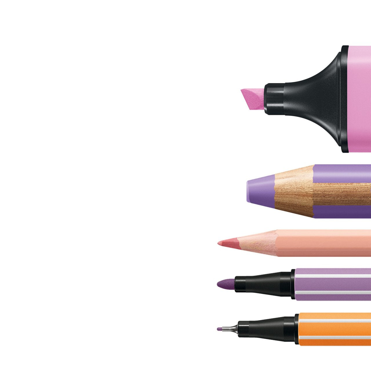 STABILO ARTY Stifte-Set – Pastell, 50 Stk., Box, mit 21 Farbstiften, 12 Filzstiften, 12 Finelinern