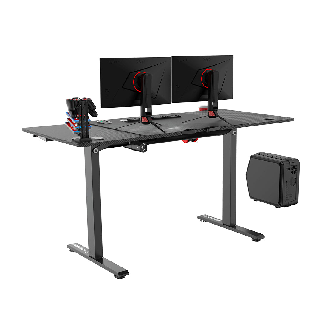 Ultradesk Level V2 Gaming-Tisch – 140 × 68 cm, höhenverstellbar, schwarz, Stahl