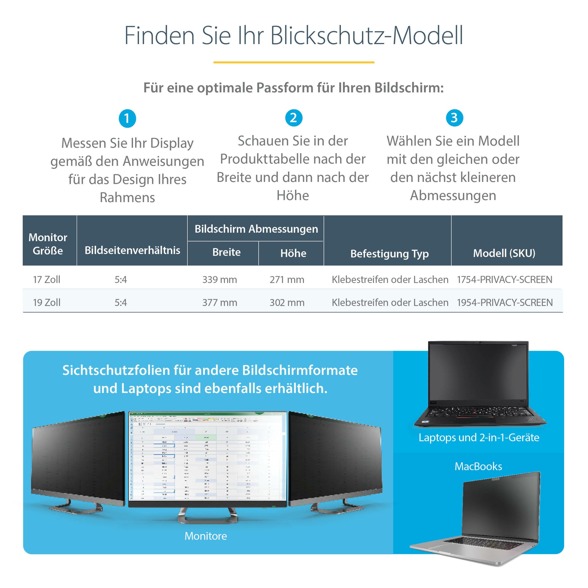 StarTech.com Displayschutz für 17" Monitore