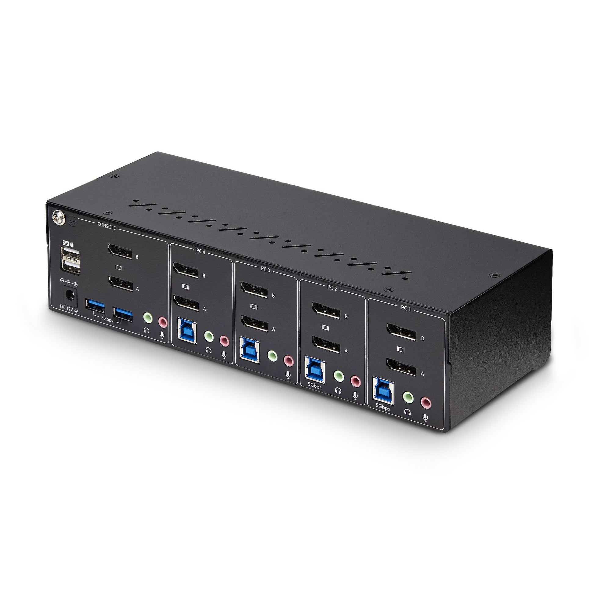 StarTech.com 4-Port Dual-View DP KVM-Switch – 4K/60 Hz, USB 3.0-Hub, Audio