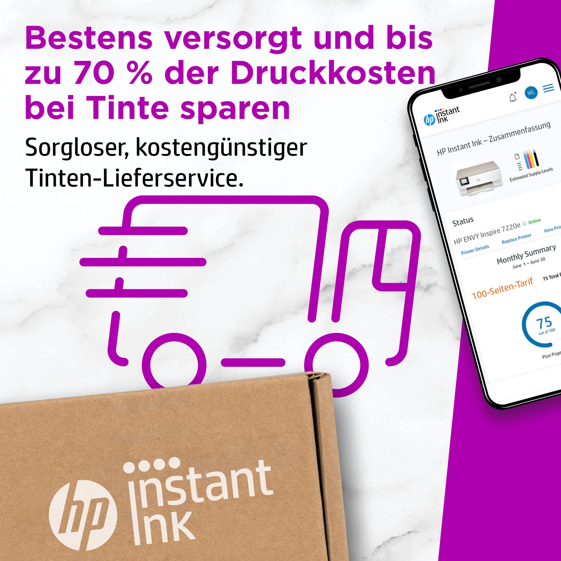 HP Envy Inspire 7220e – Farbiges Tintenstrahl-MFP A4, 3-in-1 – USB/WLAN – Duplex – 15 Seiten/Min. S/W, 10 Seiten/Min. Farbe