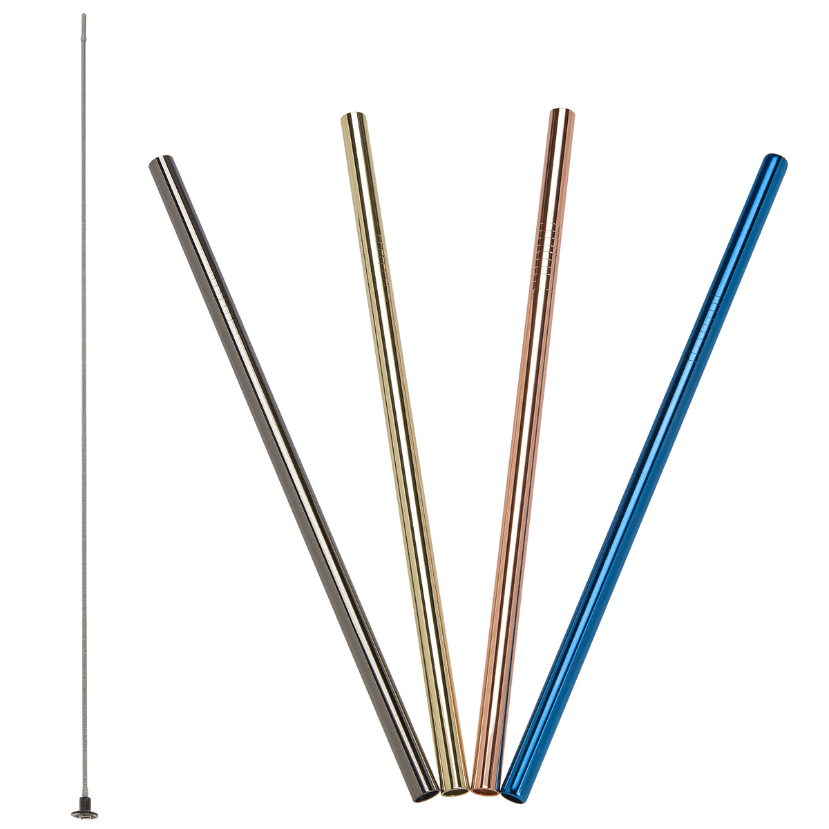 Lurch Trinkhalme – Ø 0,8 × 21,5 cm, Edelstahl, Mehrfarbig, 4 Stk., inkl. Bürste