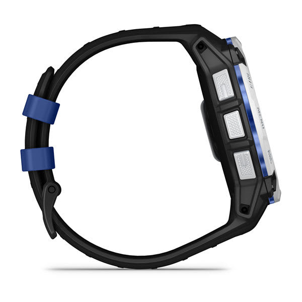 Garmin Instinct 3 50 mm GPS – faserverstärkter Kunststoff Weiss, Sportarmband, Dunkelblau, 100 m, für iPhone