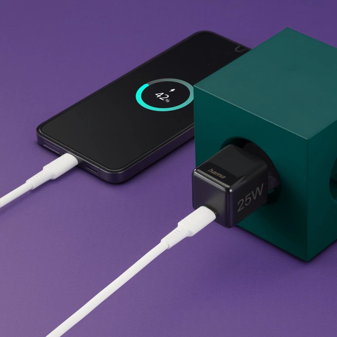 Hama 00201985 USB-Ladegerät 25 W – USB-C×1 – PD 3.0, QC 3.0 – EU-Stecker (Typ C) – Schwarz
