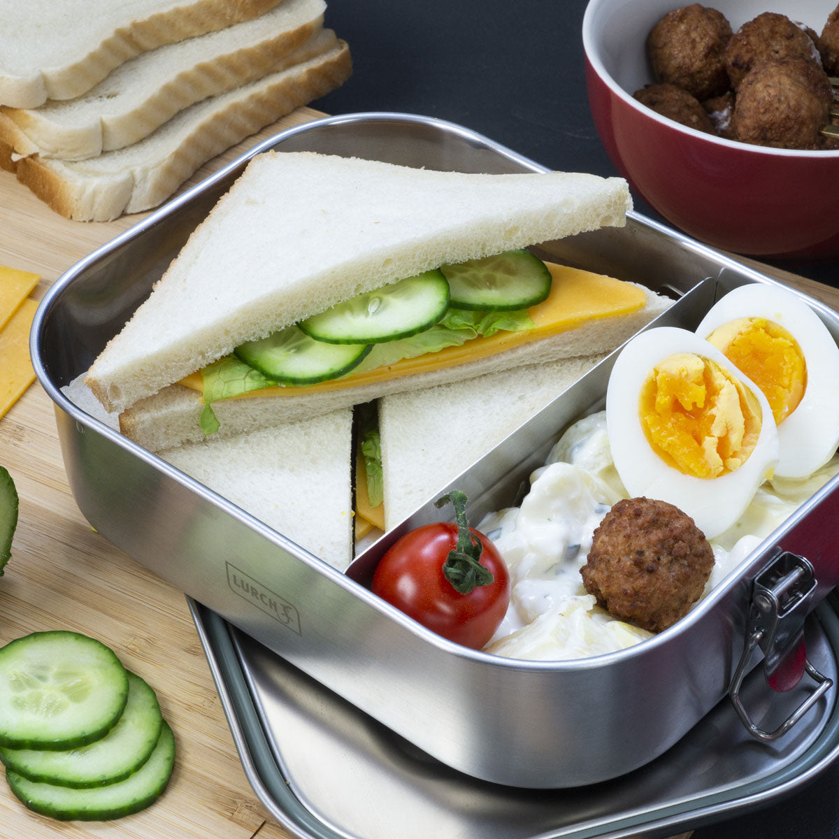 Lurch Lunchbox Snap – 1,4 l, 22,0 × 17,0 × 6,0 cm, Edelstahl 18/10/Kunststoff, mit Unterteilung
