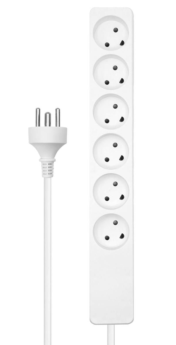 Microconnect Steckdosenleiste – 6× Typ K, 3 m, ohne Schalter, Weiss