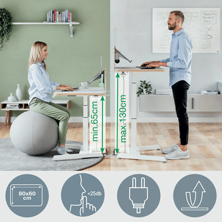 Leitz Ergo höhenverstellbarer Sitz-Stehtisch – 65 cm, Dunkles Grau, 60 cm