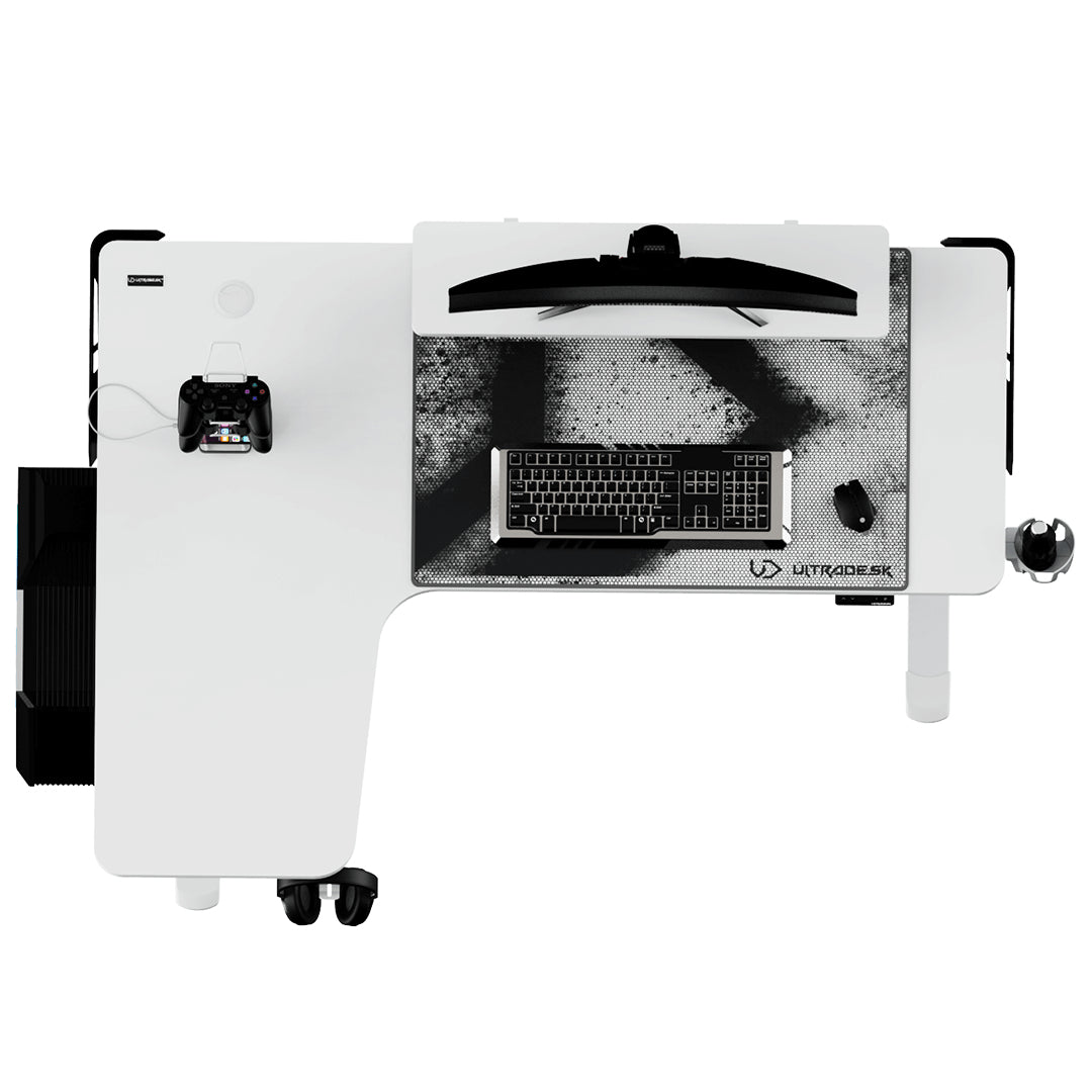 Ultradesk Winger Gaming-Tisch – höhenverstellbar, weiss, Stahl