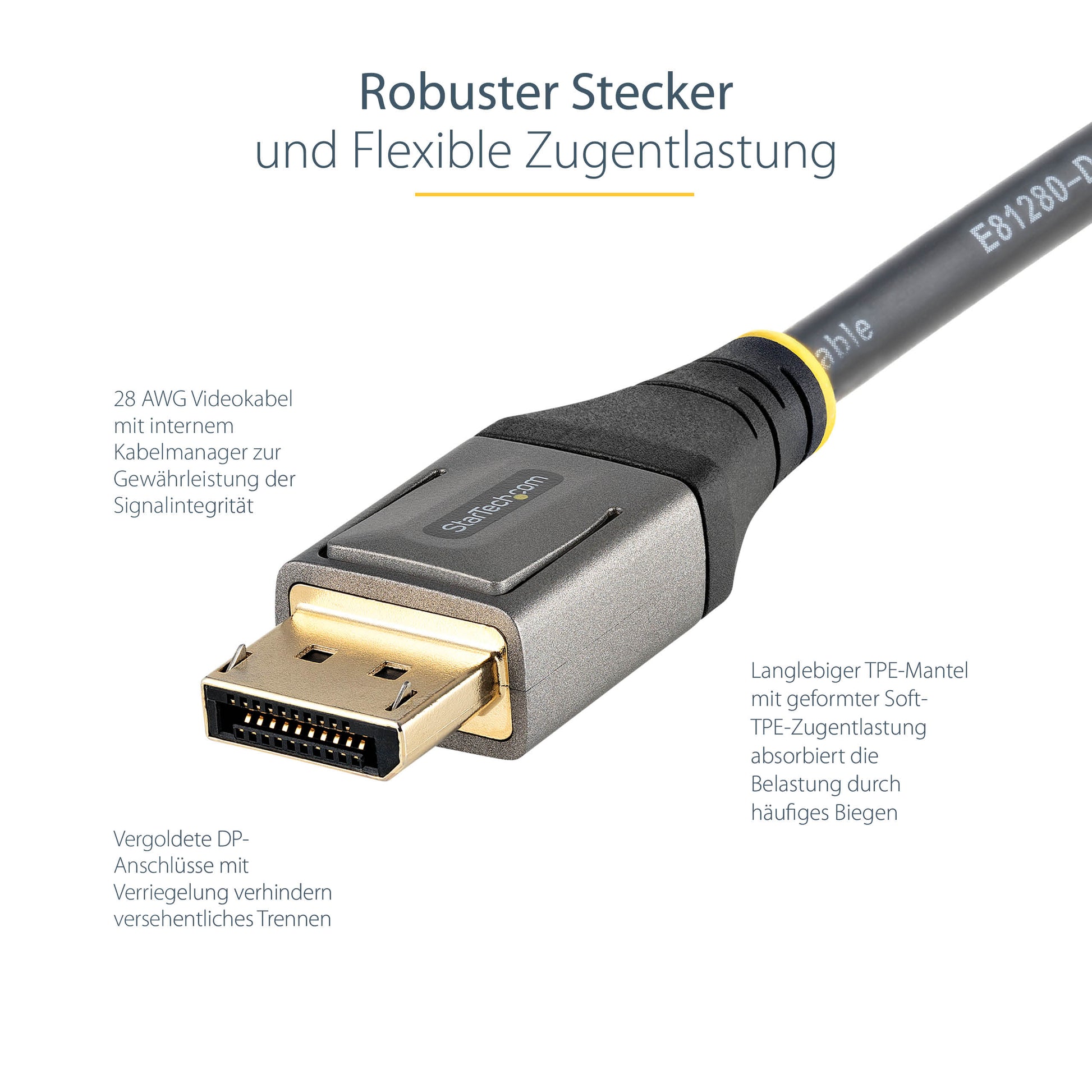 StarTech.com DisplayPort Kabel DP 1.4 8K 60 Hz – 5 m – HDR, verriegelbar – Grau/Schwarz