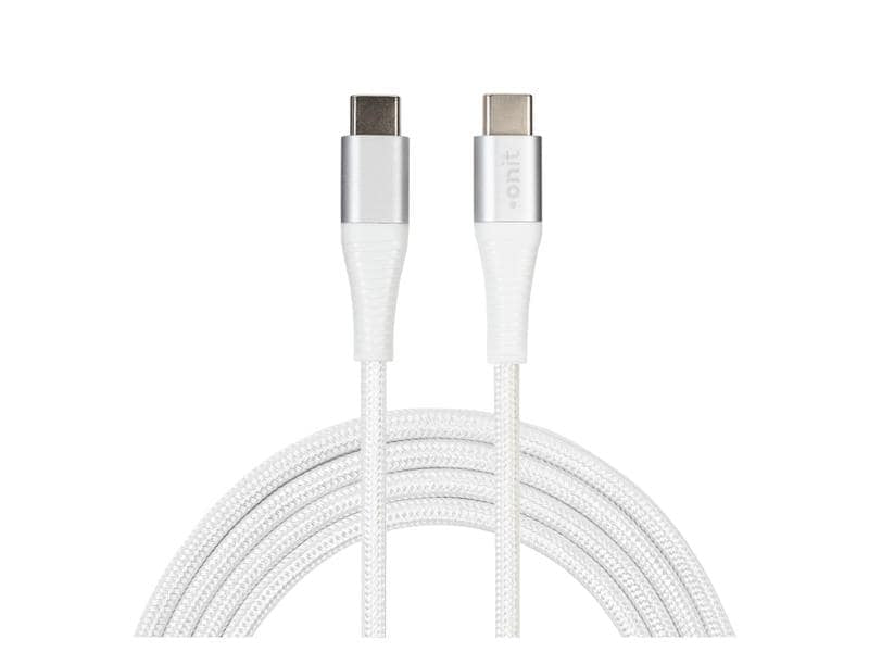 ONIT USB-C auf USB-C Kabel – USB 3.2 Gen 1 (5 Gbit/s) – 1 m – PD 60 W – Textilmantel – Weiss