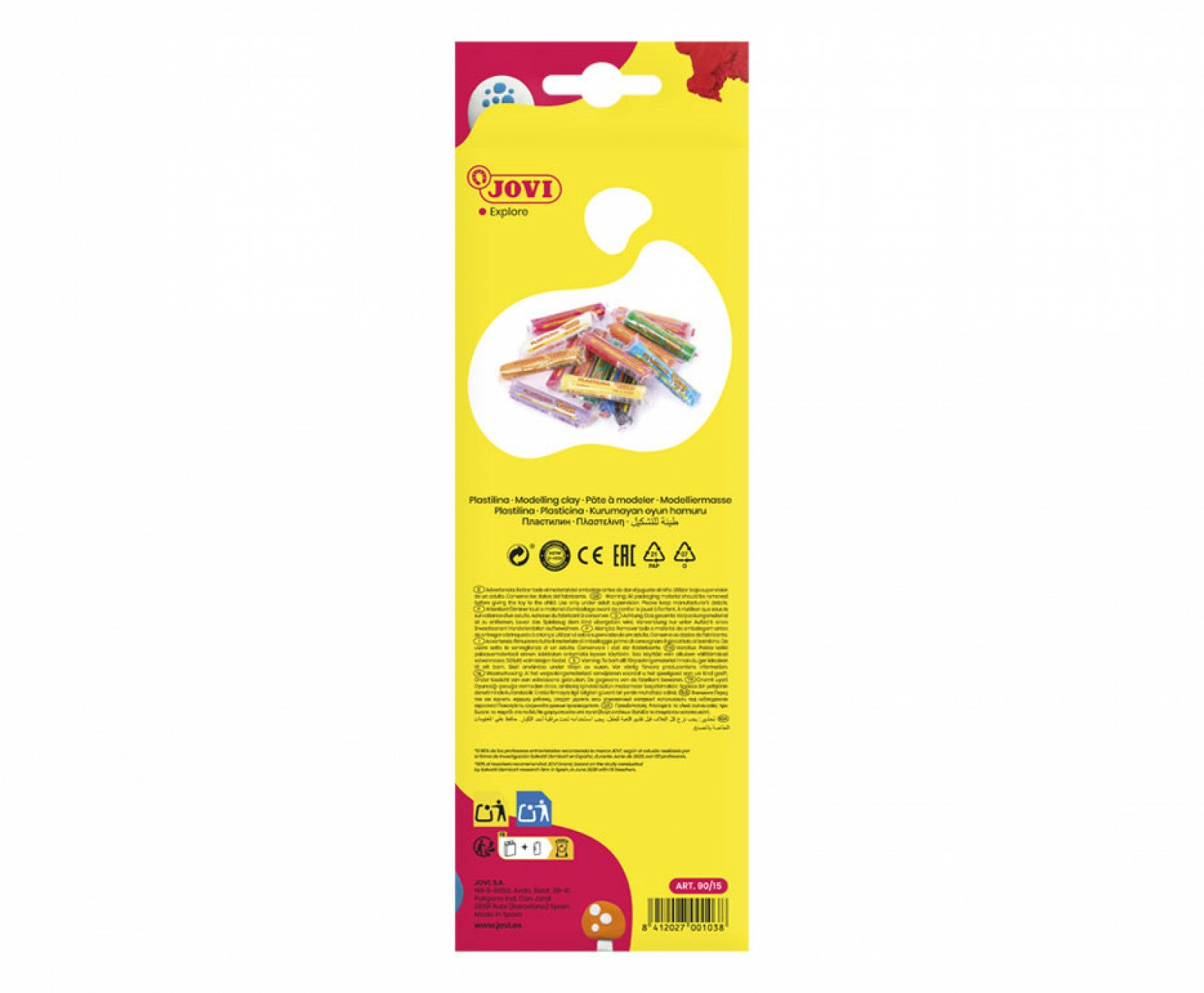 Jovi Knetmasse (weich), Mehrfarbig, 15 Stk. × 15 g