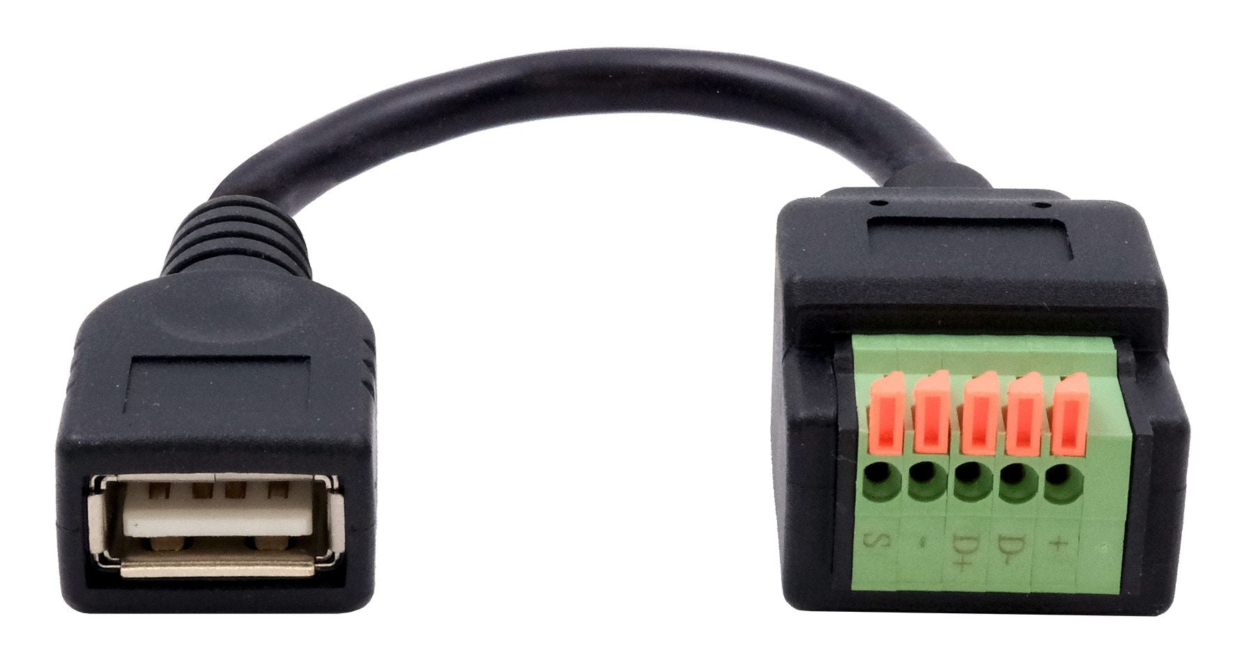 EXSYS EX-49128 Adapter USB-A zu Terminalblock – USB 2.0 (480 Mbit/s), 5-poliger Terminalblock, 0,15 m, Schwarz