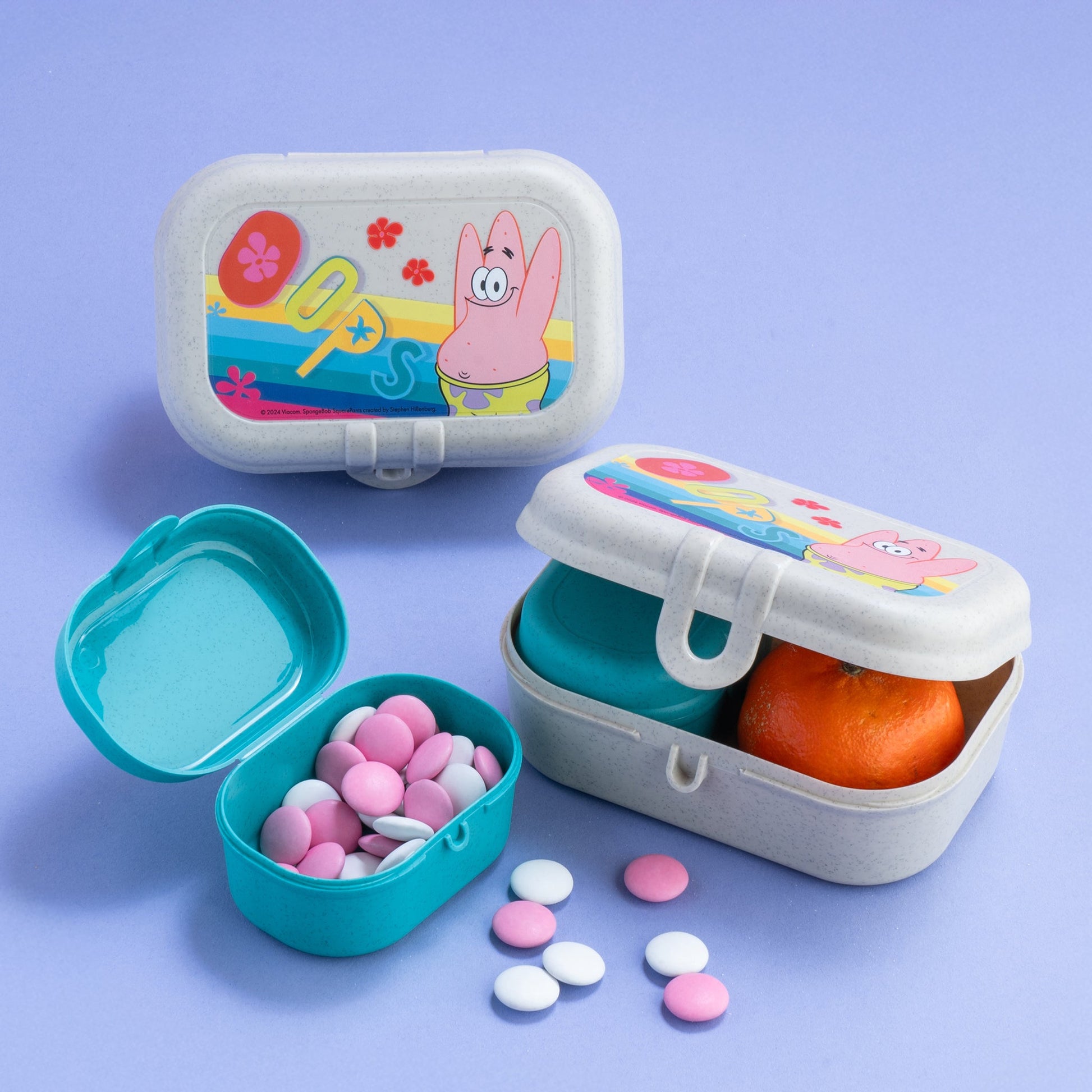koziol PATRICK – Lunchbox, Biokunststoff, beige, SpongeBob, 3er Set
