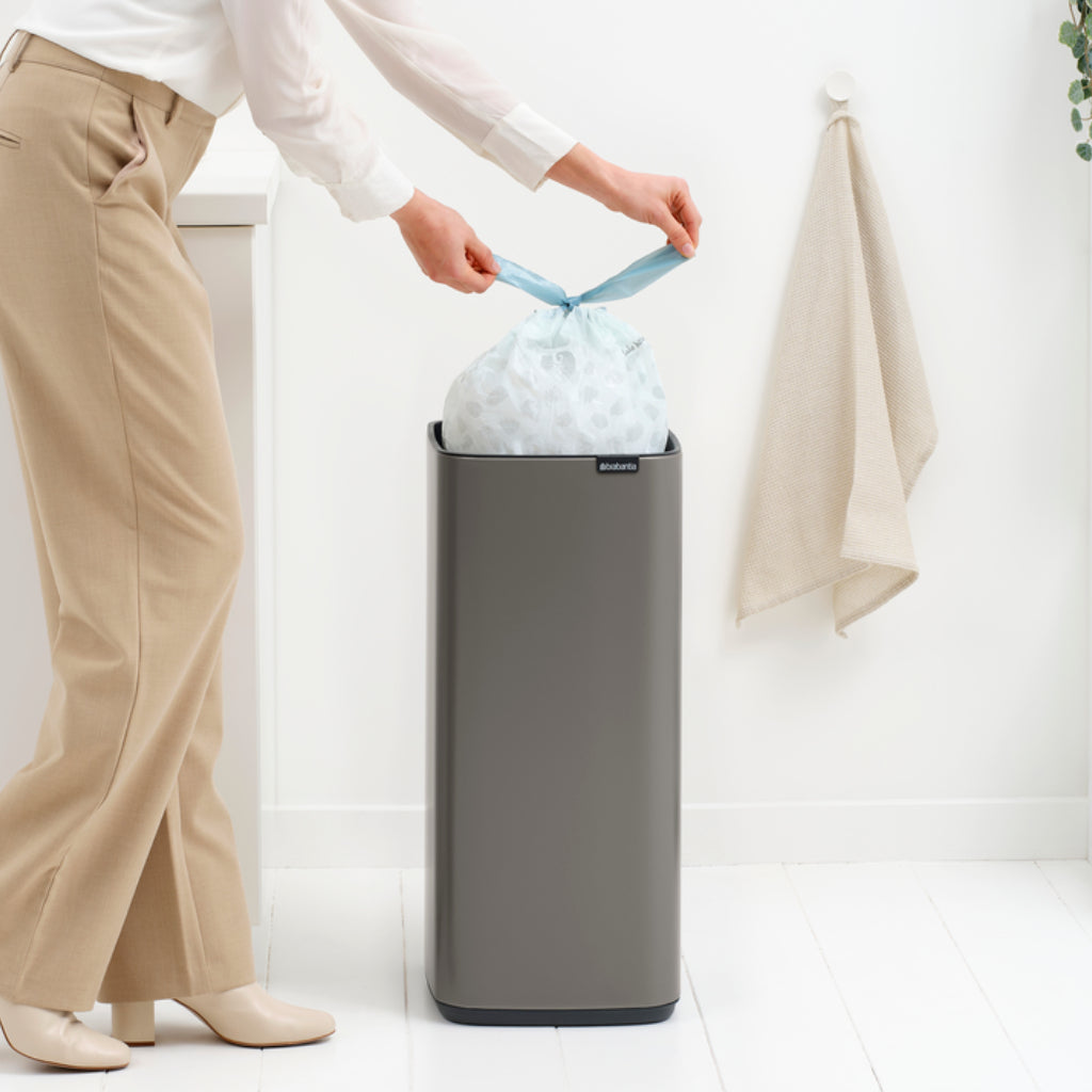 Brabantia Papierkorb – 30 l – Stahl, platin – B × H 280 × 650 mm