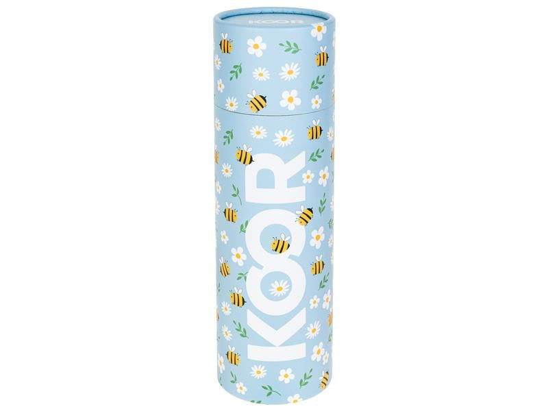 KOOR Isolierflasche 500 ml – Doppelwandig 12 h Heiss / 24 h Kalt, Edelstahl, Schraubdeckel, Bees and Flowers
