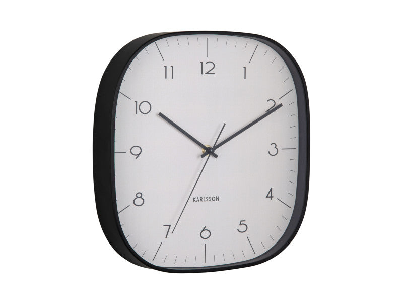 Karlsson Grato Cuadrado Wanduhr – Analog, 29 × 29 × 4,3 cm, Schwarz, Aluminium