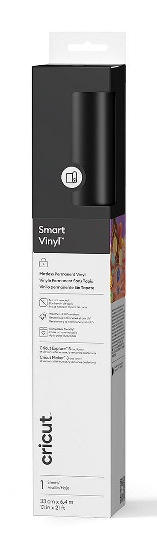Cricut Vinylfolie matt – schwarz – 33 × 640 cm – für Cricut Maker 3 & 4, Cricut Explore 3 & 4, Cricut Venture