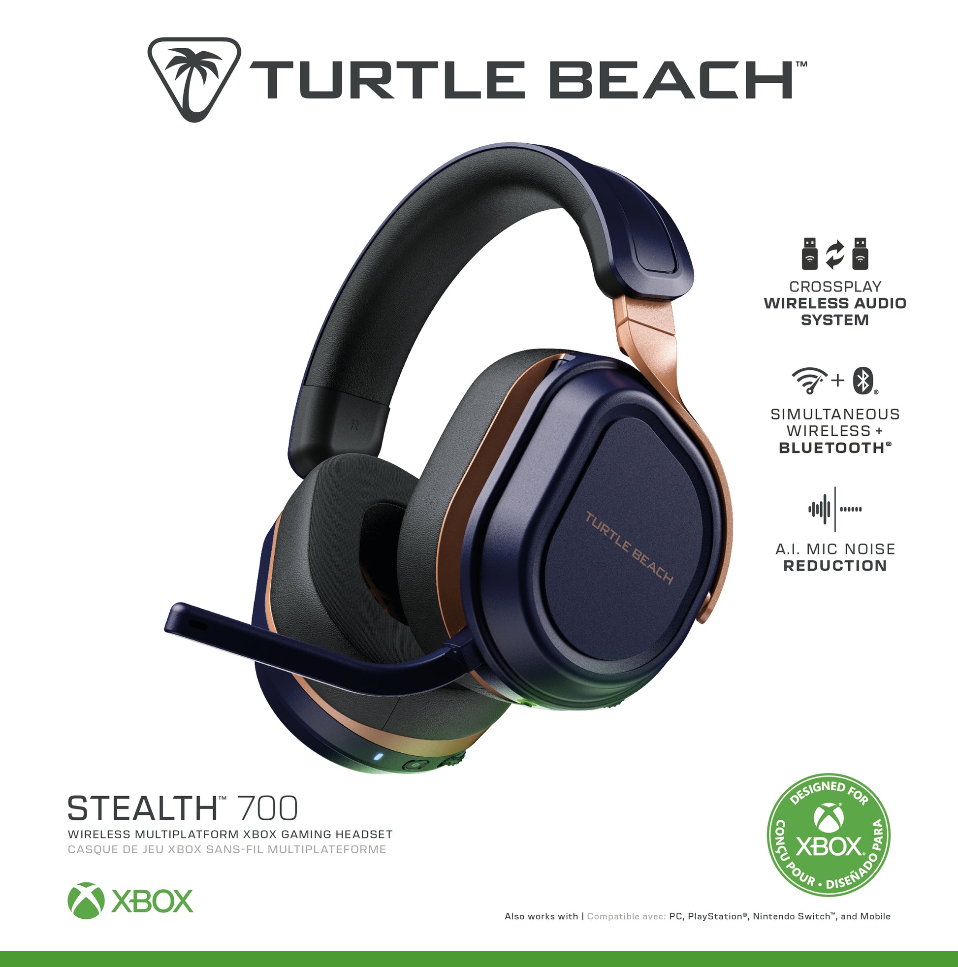 Turtle Beach Stealth 700 GEN3 – Gaming-Headset – 2,4 GHz & Bluetooth 5.2 – Kobalt – für Xbox/PC – bis 80 h