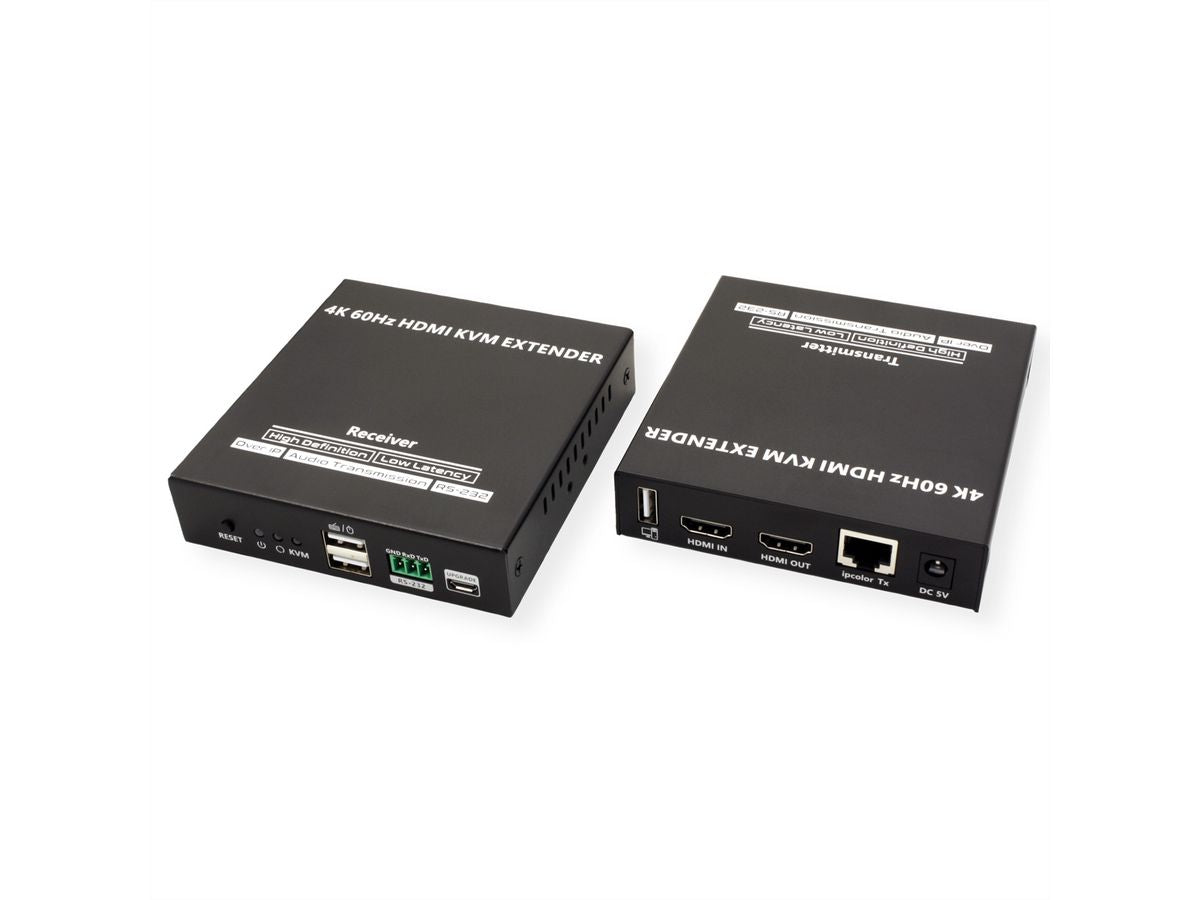 VALUE KVM-Extender-Set HDMI – 4K/60 Hz, USB, Audio, RS-232, bis 120 m über Cat 6