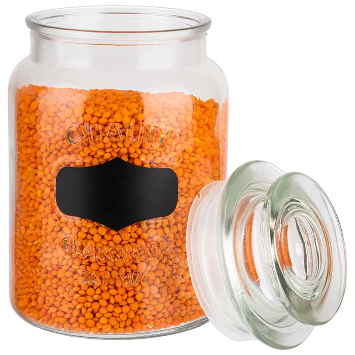 APS-Germany Vorratsdose 1 l, Ø 11 × 18 cm, Glas/Polyethylen (PE), Transparent