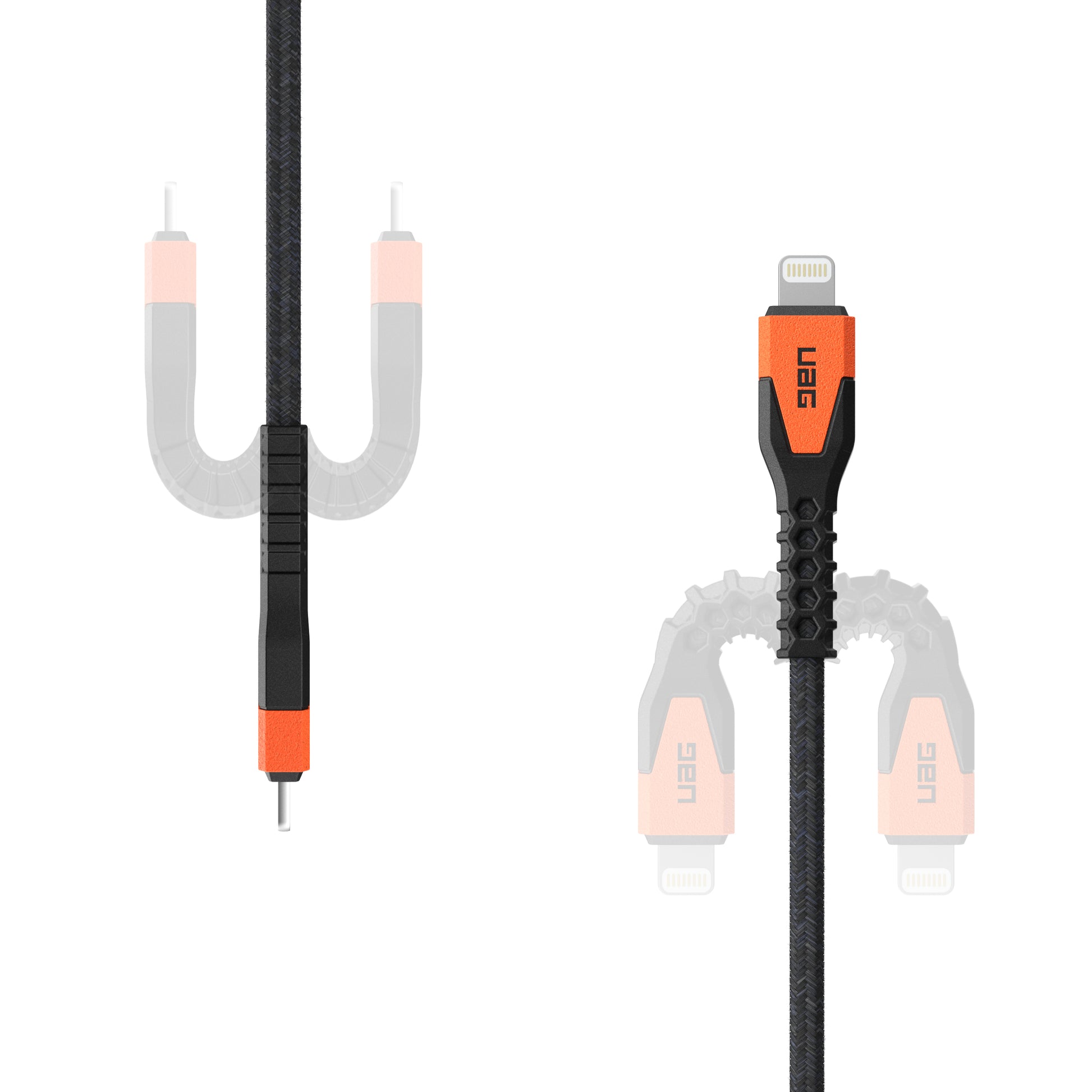 Urban Armor Gear UAG 016 USB-C auf Lightning Kabel, 1,5 m, Schwarz, Orange, geflochten (Nylon), MFi zertifiziert