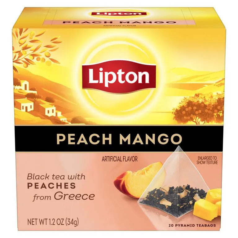 Lipton Schwarztee Pfirsich & Mango – Teebeutel 20 Beutel – Fairtrade