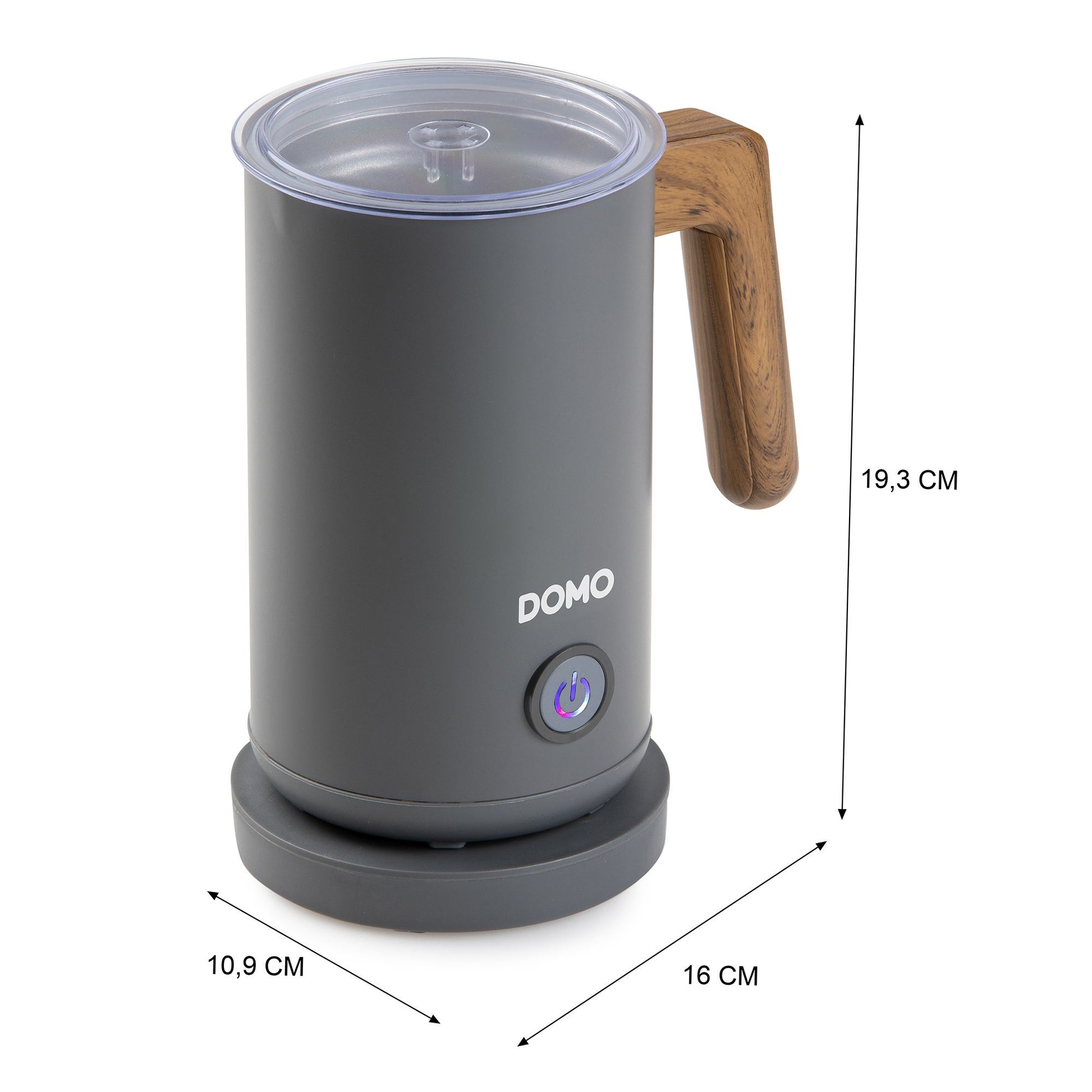 Domo Milchaufschäumer DO745MF – 300 ml, 500 W, Teflonbeschichtet – Grau