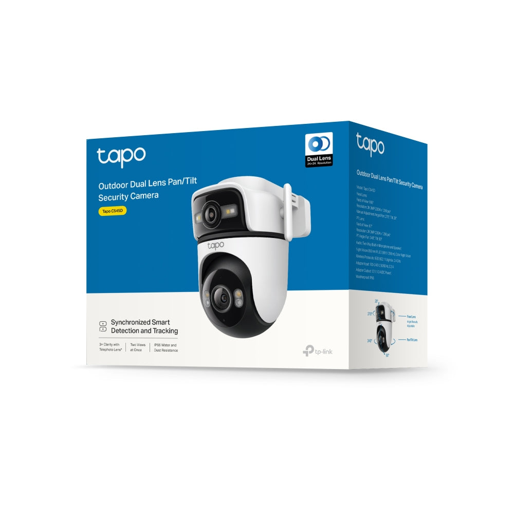 TP-Link Tapo C545D Netzwerkkamera – 2K (2304×1296), Reichweite 30 m, IP66, Weiss