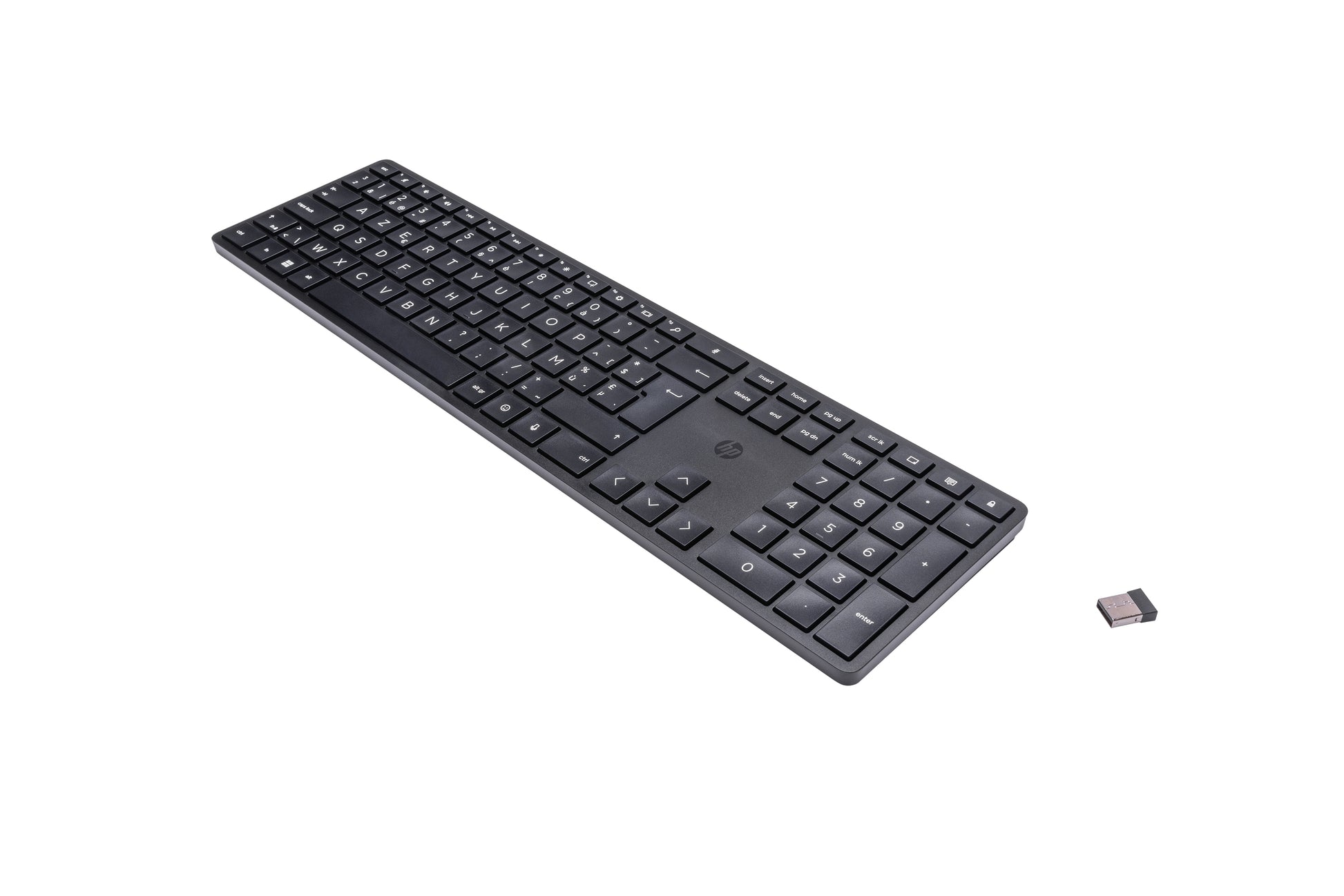 HP 450 – Tastatur – kabelgebunden & 2,4 GHz USB-A (Empfänger) – AZERTY (BE) – programmierbare Tasten – schwarz