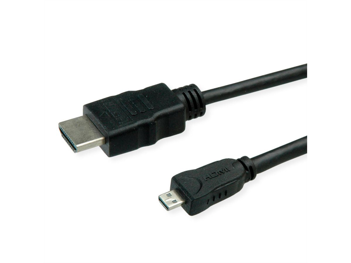 ROLINE GREEN Micro-HDMI auf HDMI Kabel HDMI 1.4 – 4K 30 Hz – 2 m – ARC, Ethernet