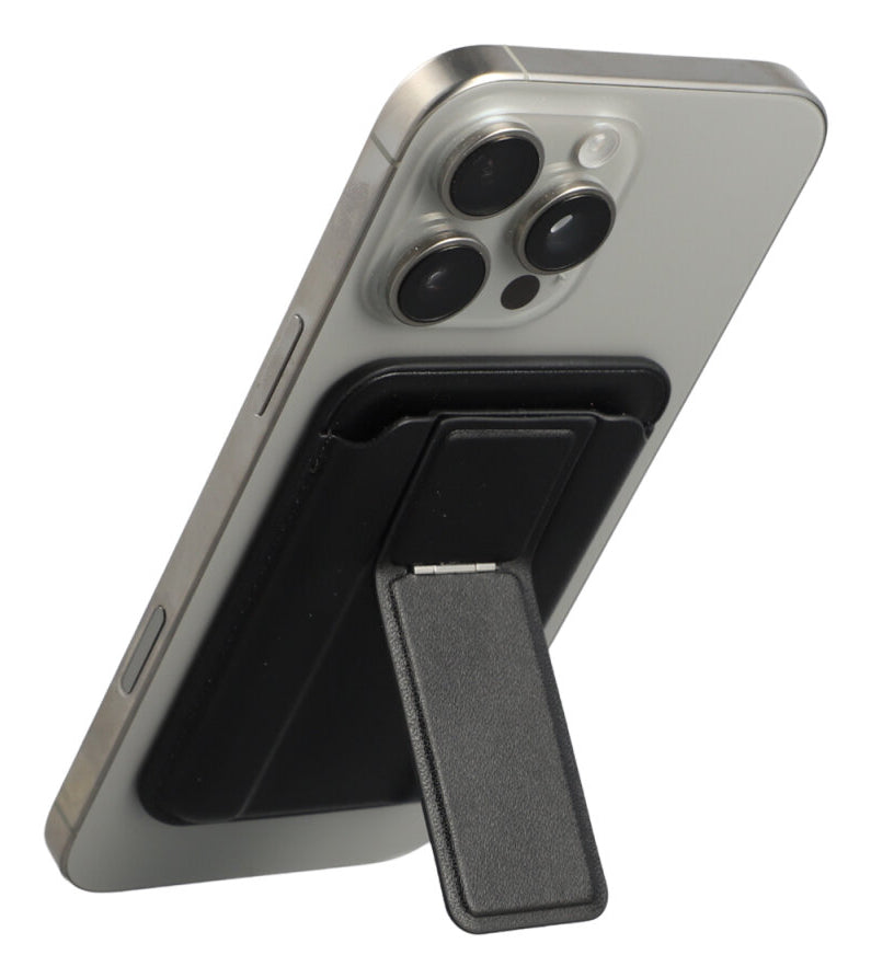 4smarts Magnet Wallet mit Kickstand – Kartenhalter/Wallet – magnetische Befestigung, RFID-Leseschutz – Schwarz