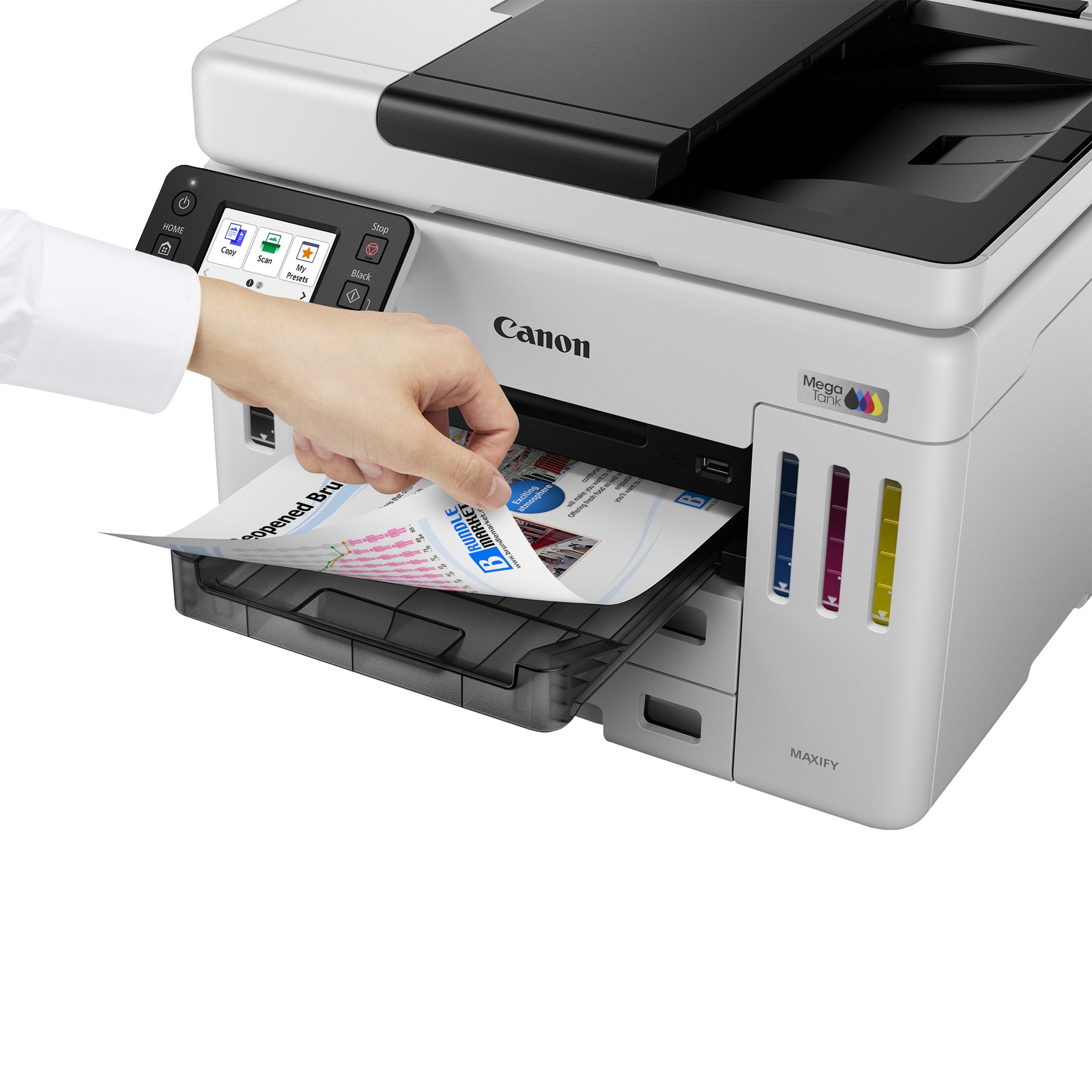 Canon MAXIFY GX7150 – Farbiger Tintenstrahl-MFP, 4-in-1 – USB – Duplex, ADF – 24 Seiten/Min S/W, 15,5 Seiten/Min Farbe
