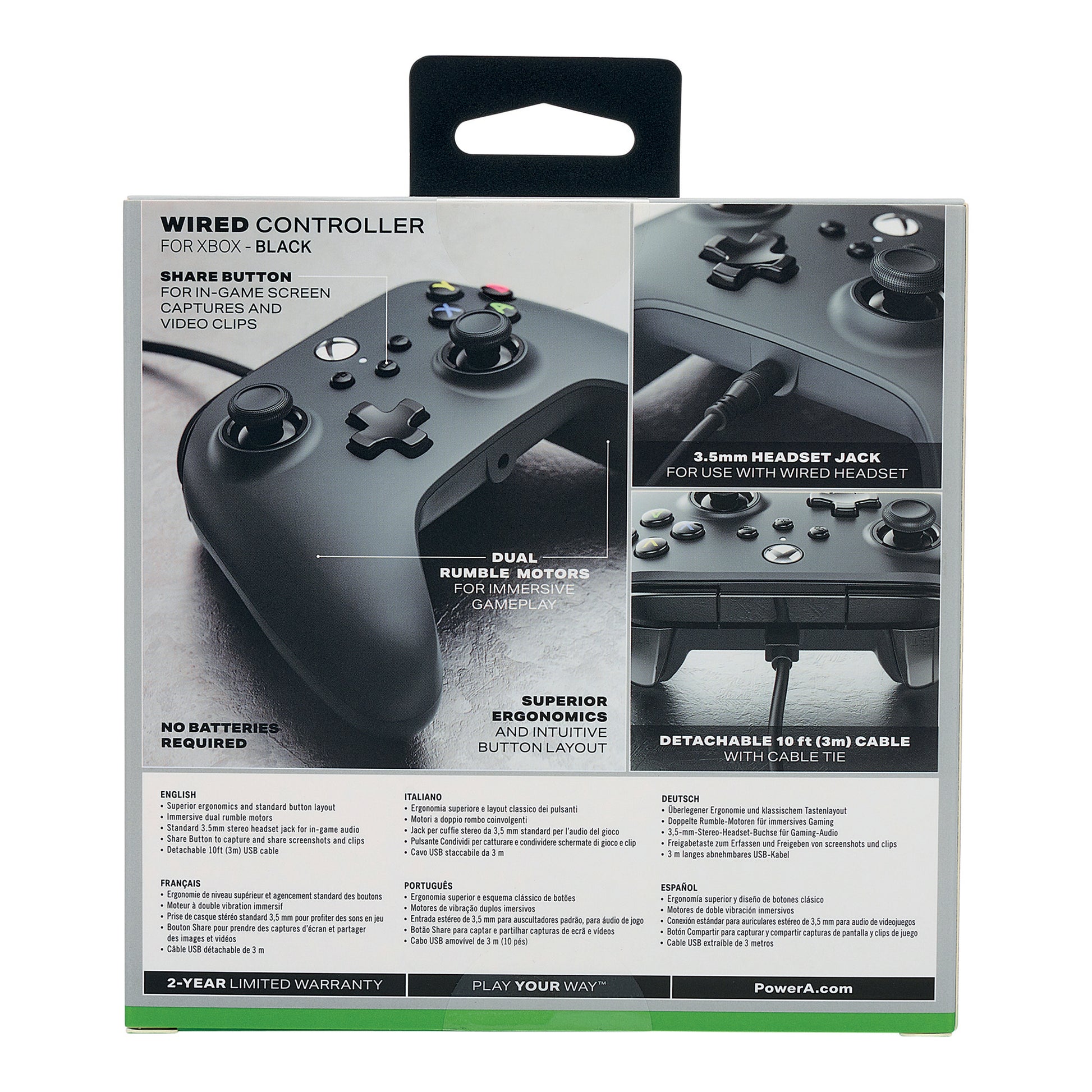 PowerA 1519265 – Gamepad – USB (kabelgebunden), 3 m Kabel, Doppelte Rumble-Motoren – für Xbox Series X/S & Xbox