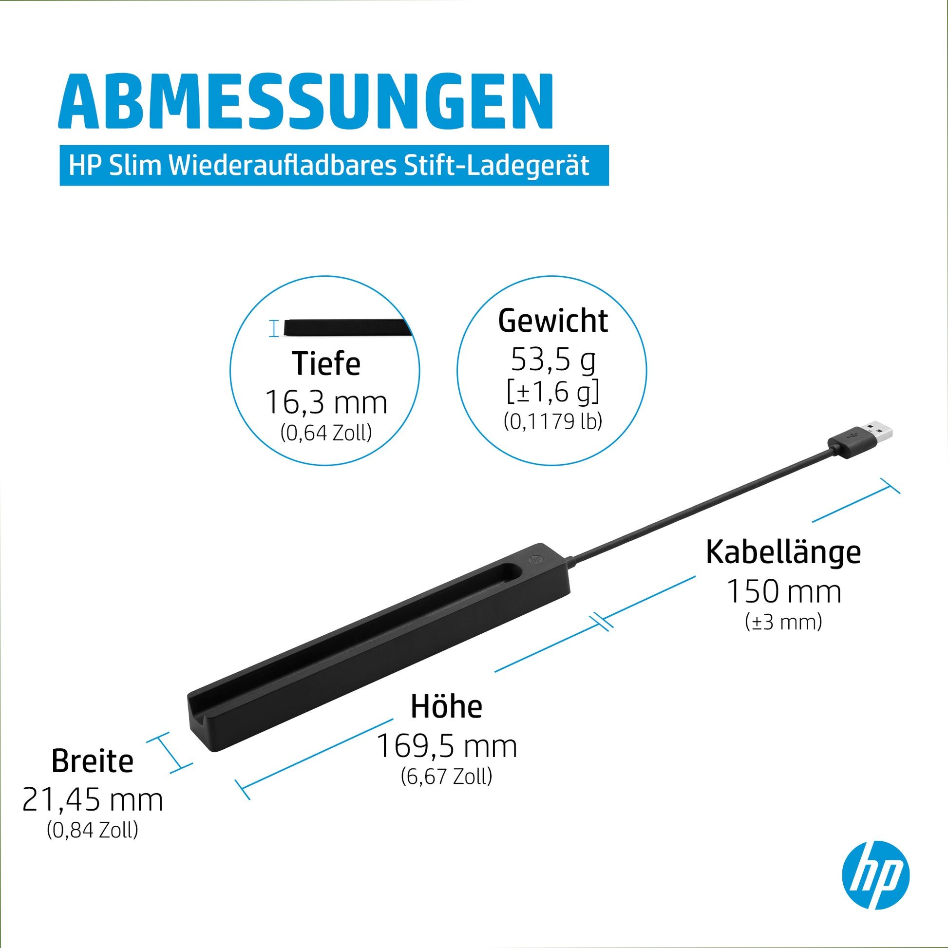 HP Eingabestift für HP Slim Pen – Wiederaufladbar – Schwarz
