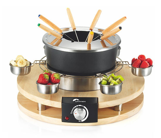 Ohmex Fondue-Set OHM-FND-1060 – Edelstahl, 2 l, 8 Gabeln – Netzbetrieb – schwarz/silber