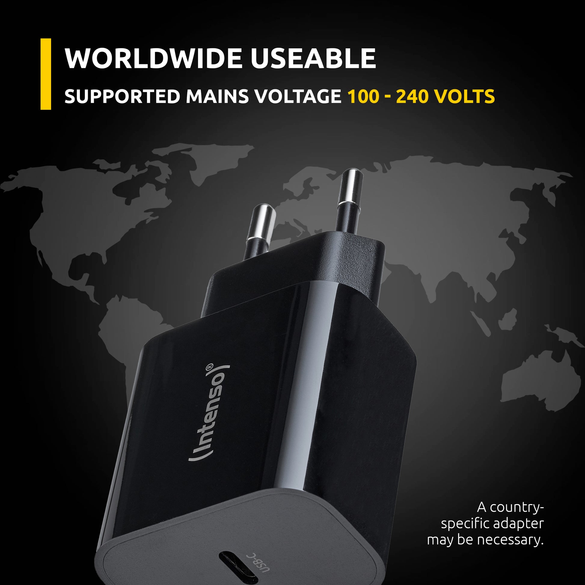 Intenso W20C USB-Ladegerät 20 W – USB-C×1 – für Smartphones und Tablets – Schwarz