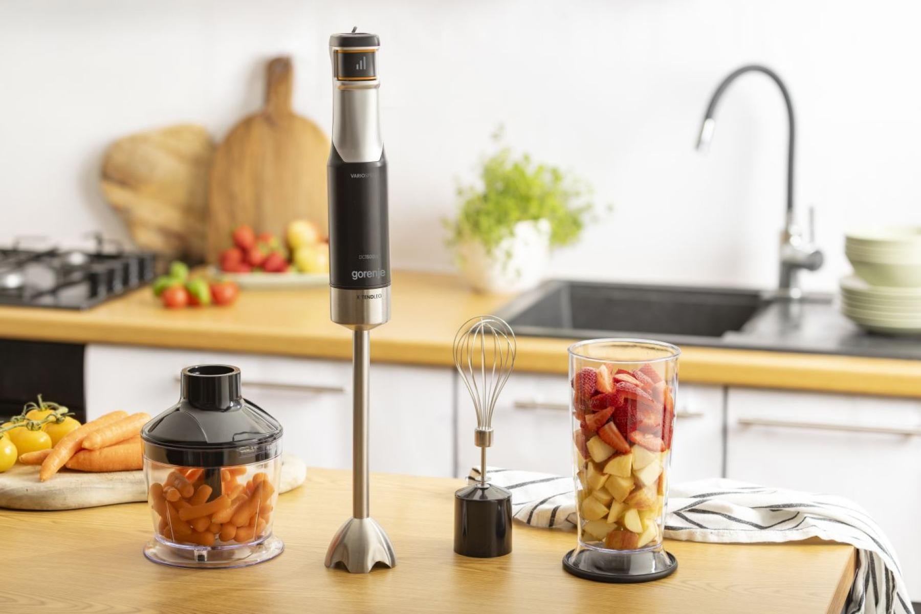 Gorenje Stabmixer HBX1500VX – 1500 W, 0,5 l Zerkleinerer, Schneebesen – schwarz/grau