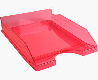 Exacompta Ecotray – Briefkorb für A4+, Kunststoff, himbeer transparent, 255 × 70 × 350 mm