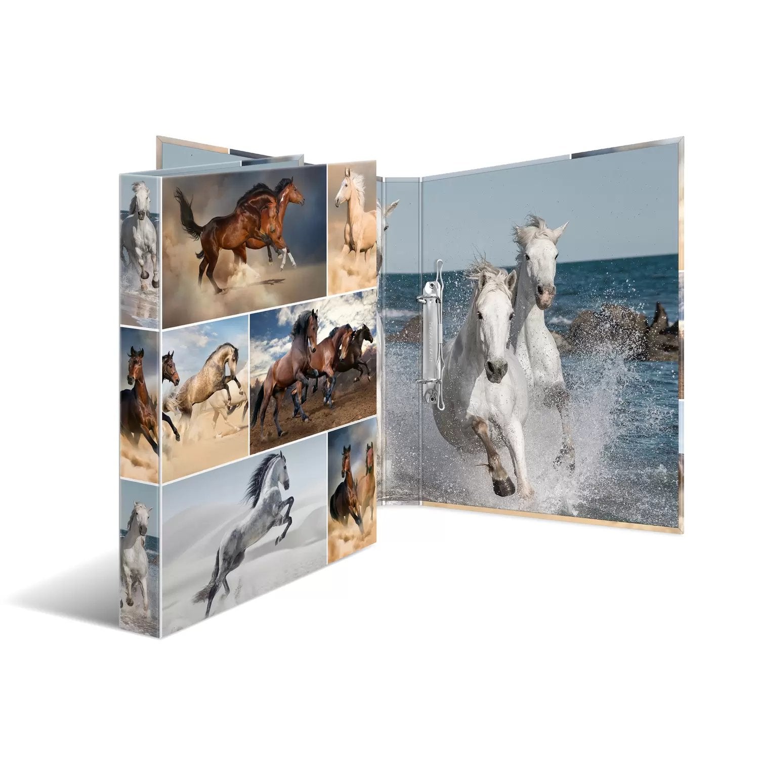 HERMA Zeigebuch Animals – A4 Hochformat – 2-Ring Bügelmechanik, Rücken 35 mm – Mehrfarbig, Karton, mit Niederhalte