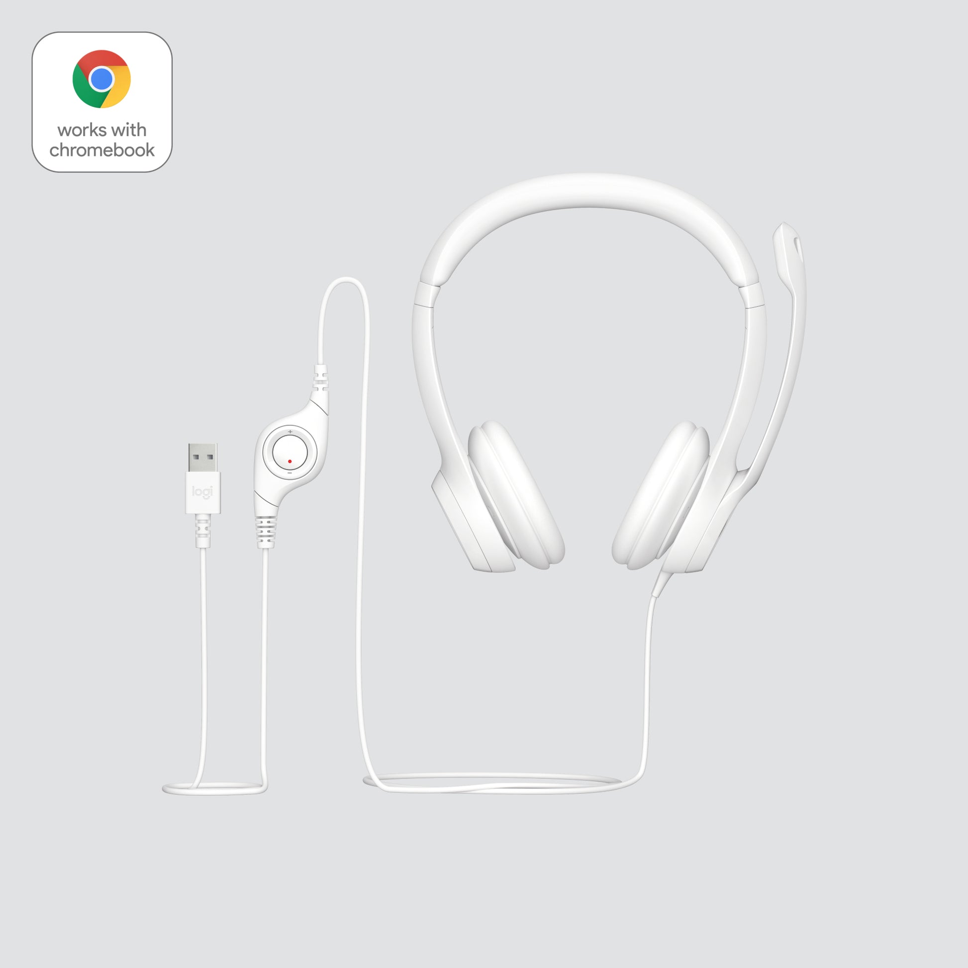 Logitech H390 – Headset – USB‑A, mit Mikrofon – Offwhite