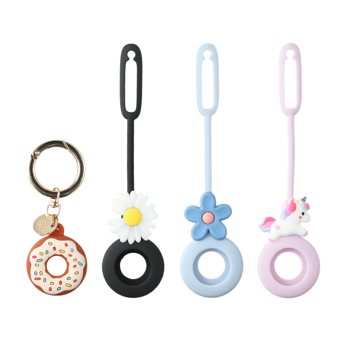 4smarts AirTag Silikonhülle – Spezialzubehör – für Apple AirTag – 4er Pack, Schwarz, Cognac, Hellblau, Rose