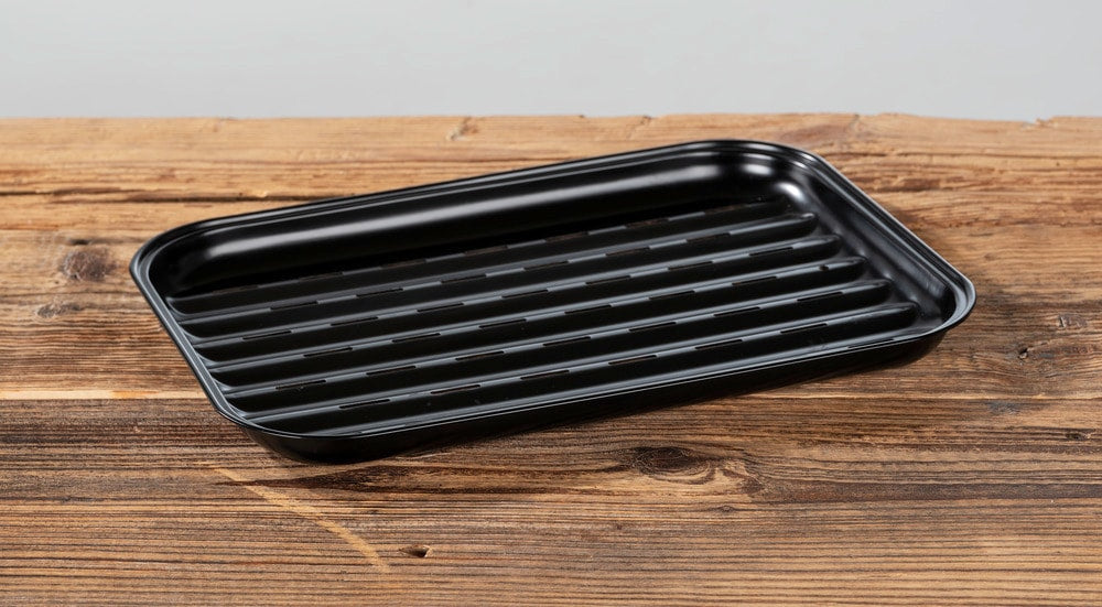 WENKO Grillschale Luca – 34,5 × 24,5 × 2,5 cm, Schwarz – für Grill
