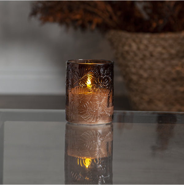 Star Trading LED-Kerze – Ø 10 × 12,5 cm – Wachs & Glas, Braun