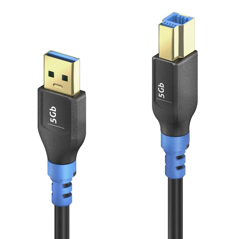 PureLink USB-A auf USB-B Kabel – USB 3.2 Gen 1 (5 Gbit/s) – 2 m – Schwarz/Blau