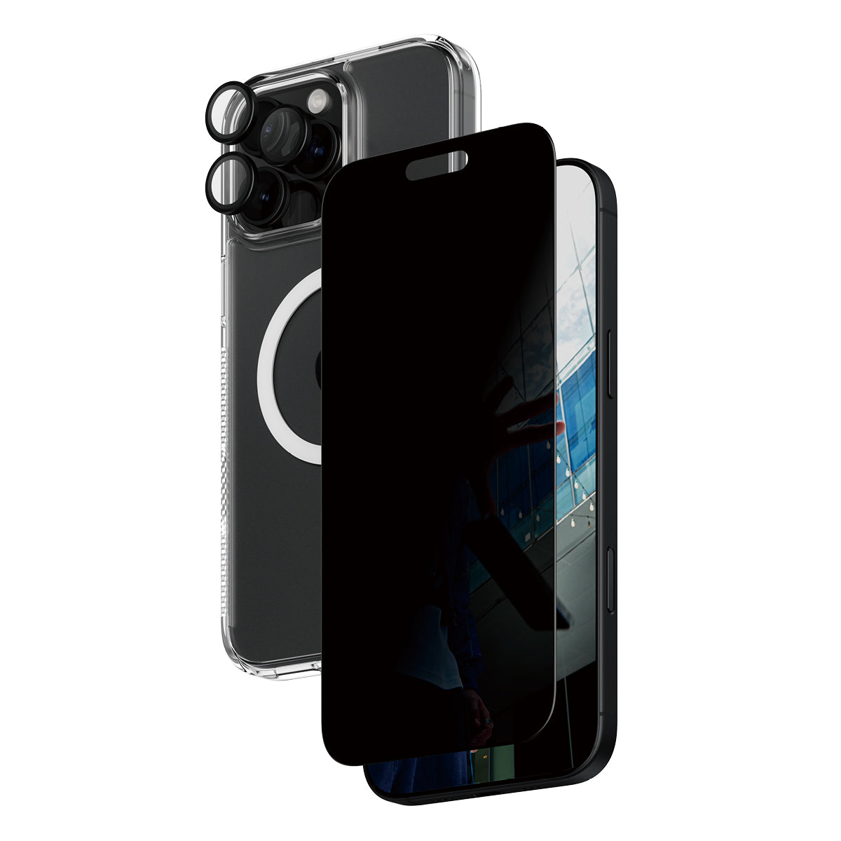 PanzerGlass Privacy-Filter (Panzerglas), Anti-Fingerprint – für iPhone 16 Pro Max – mit Applikator