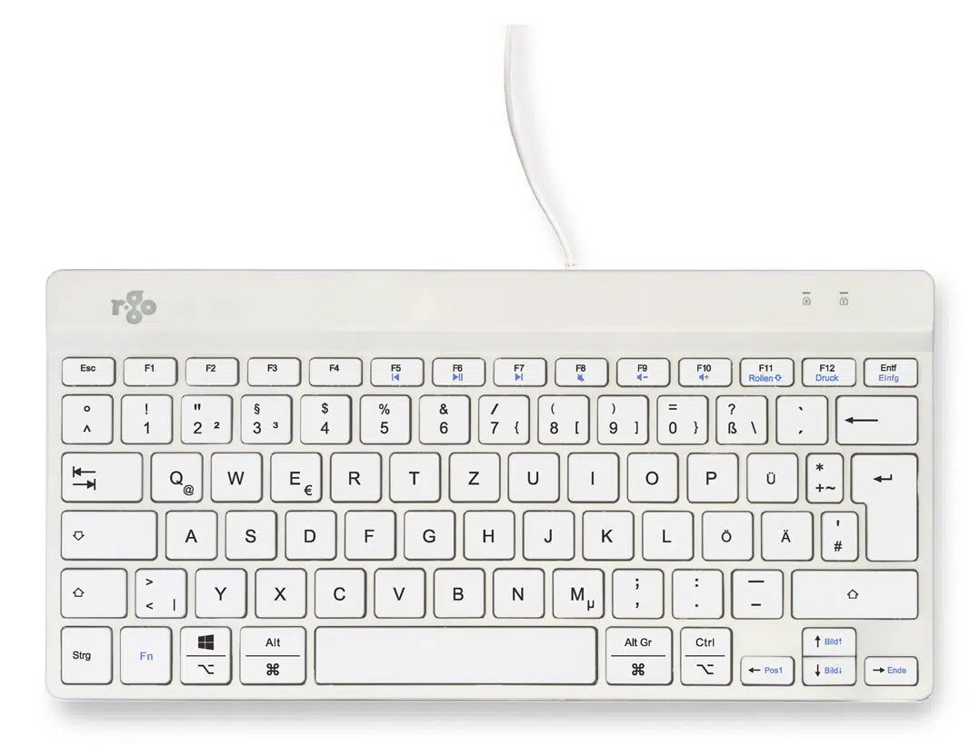 R-Go Tools R-Go Compact Break – Ergonomische Tastatur, Mini, Kabelgebunden, QWERTZ, Weiss
