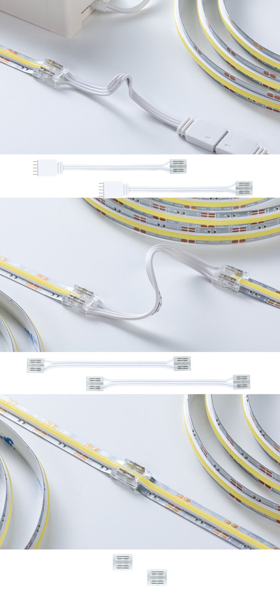 Paulmann Adapter-Set (Beleuchtungsstecker) – 4 Stk. – Transparent, Weiss, Kunststoff – 130 × 11,5 × 45 mm