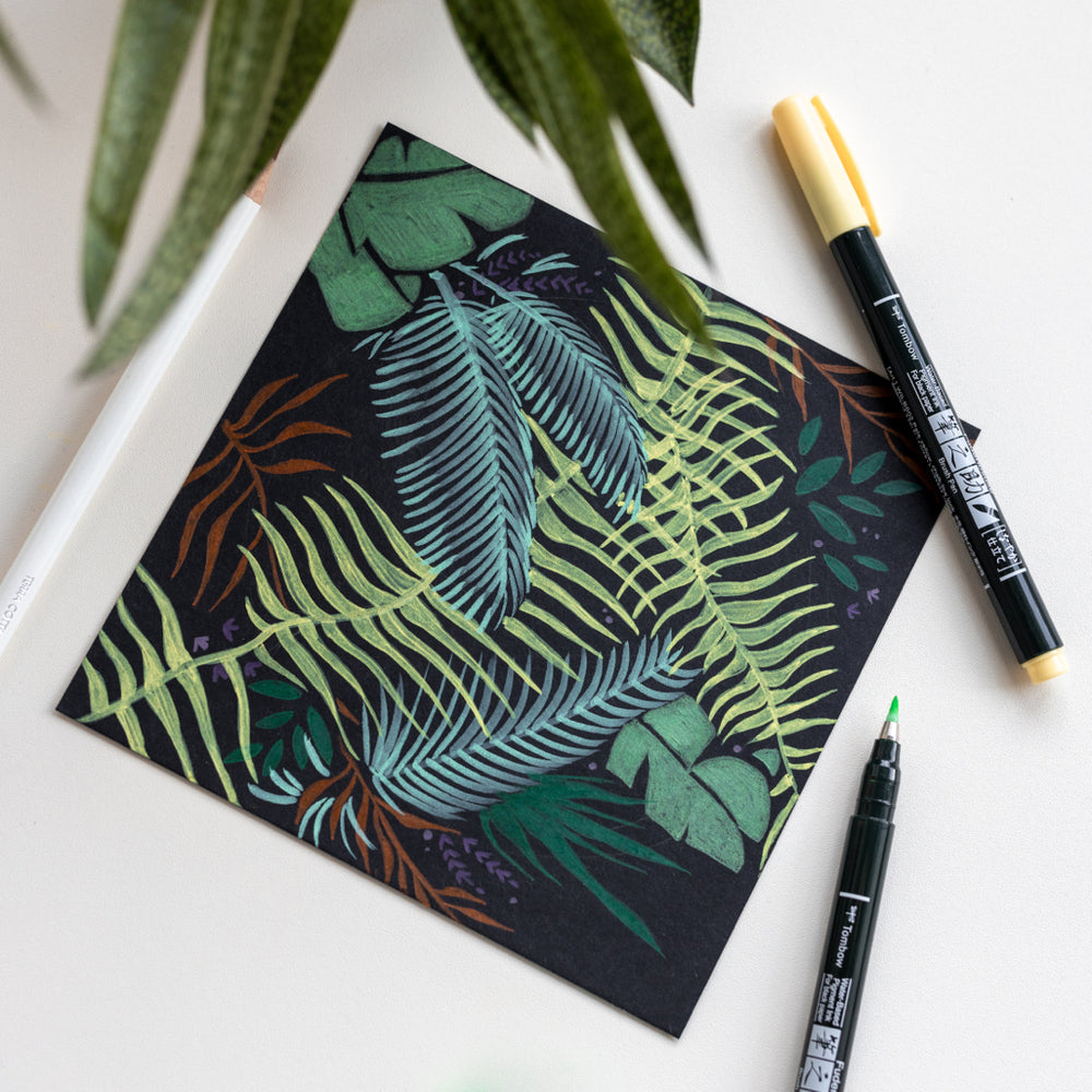 Tombow Zeichenpapier, Papier, 14,8 × 21 cm, Schwarz, 15 Blatt