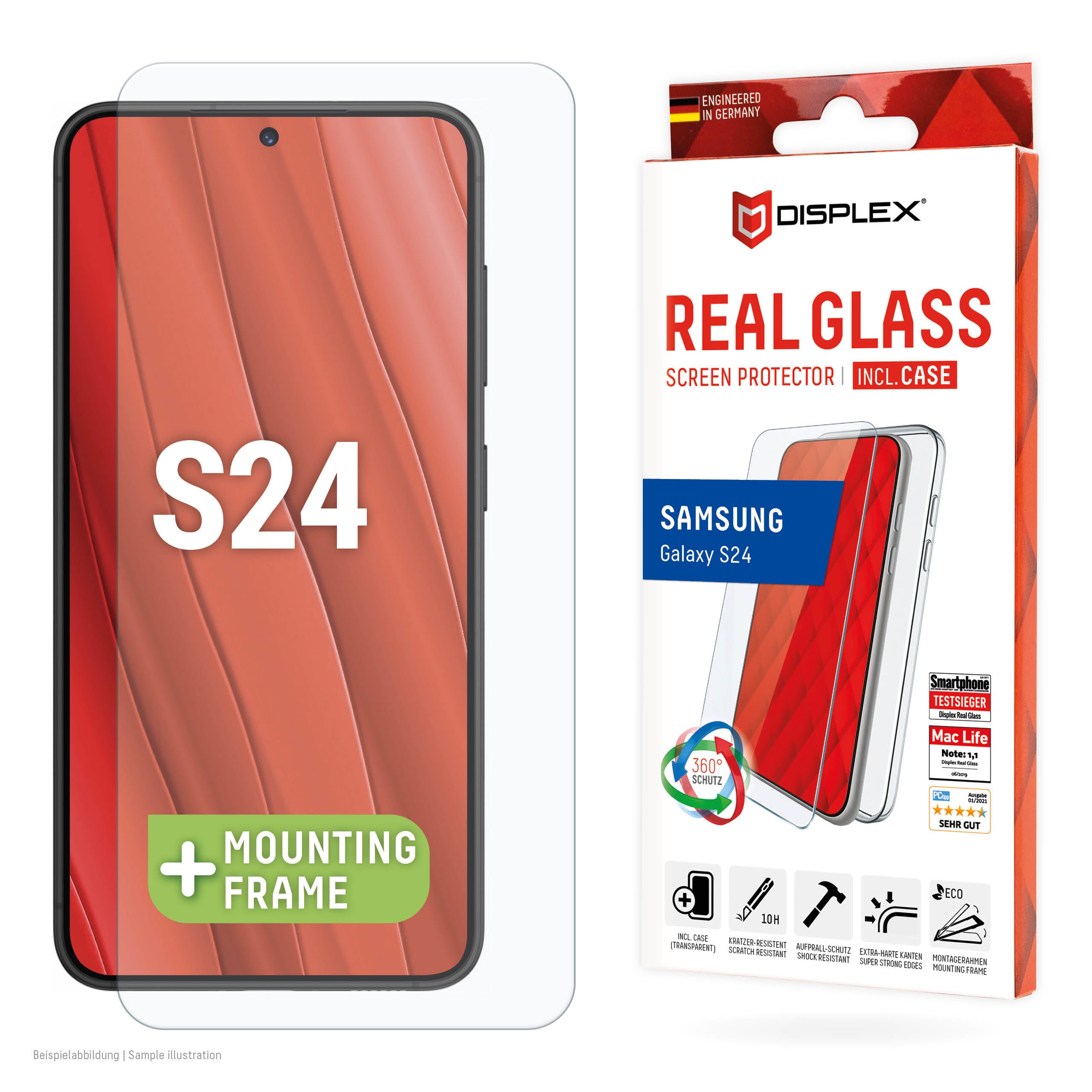 E.V.I. Backcover – für Samsung Galaxy S24, Glas+TPU, Transparent